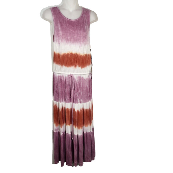 Knox Rose Women's Maxi Dress XS Tie Dye Sleeveless Drawstring Waist Lilac Beach - Picture 1 of 11